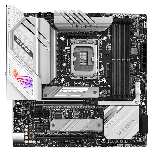 ASUS ROG Strix B760-G Gaming WiFi Mainboard Sockel Intel LGA 1700 (Intel B760, mATX, DDR5 Speicher, PCIe 5.0, WiFi 6E, 2X PCIe 4.0 M.2, Aura Sync) weiß