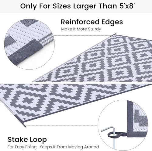 Tapis d'extérieur imperméable 180x270 cm gris et blanc smiry - 6