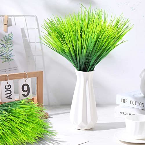 80 Bundles Artificial Outdoor Plants Artificial Grasses Fake Wheat Grass Fake Plants Bushes Greenery Shrubs Faux Plastic Plants For House Garden Porch Window Box Decor Patio Front Porch #TOP4