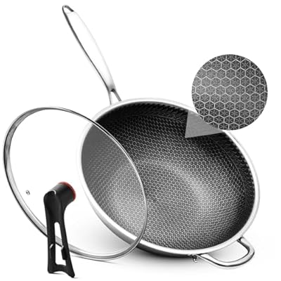 WANGYUANJI 12.6" Stainless Steel Wok with Lid 53% Off!