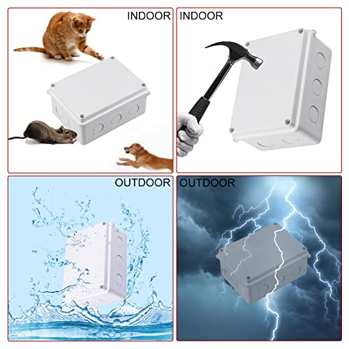 CPROSP Abzweigdose Wasserdicht IP65 Feuchtraumdosen Aufputz-Abzweigkasten 200x100x70mm für Ø12-15 mm, mit 10x Kabelverschraubungen, mit Lochsäge 20mm