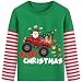 Kids Xmas Monster Trucks Tee Shirt Boys Christmas T-Shirt Santa Claus Tops Striped Long Sleeves 6-7 Years