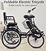 Ontrip Two Seater Electric Tricycle for Adults 48V13Ah Etrike 3-Wheel Folding Electric Trike Senior Mobility Scooter Large-Capacity Bike Basket Essential Travel Choice（Black）