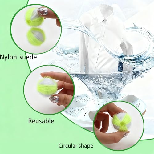 12Pcs Reusable Laundry Hair Remover Balls - Pet Hair Remover for Laundry, Washing Machine Hair Catcher for Dog and Cat Hair Removal, Safe on Fabric,Suitable for Washing Machines (Green & White) — view 2