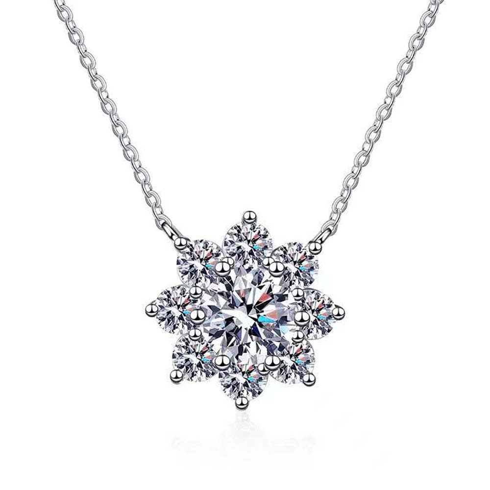 Collier Fleur de Soleil en Moissanite et Argent 925 | Éclat Durable