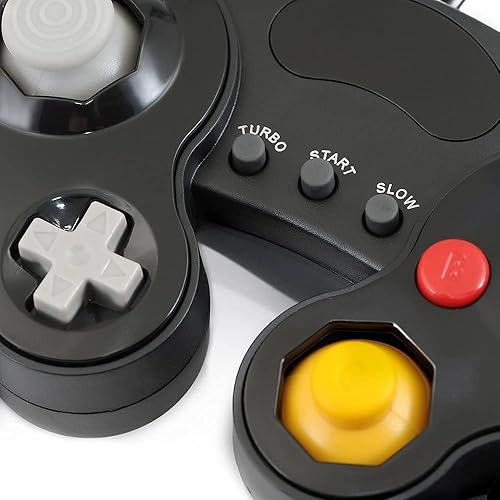 Miniatura 3 de QUMOX 2x negro Wired Classic Controller Joypad GamePad for Nintendo GameCube GC Wii Turbo Lento característica