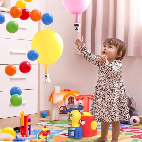 Image of PLUSPOINT Balloon Powered Cars Balloon Launcher Toy Set, Creative Inflatable Balloon Pump Racing Car Intelligence Education Preschool Children's Toys. (Balloon Launcher) (Multicolour)