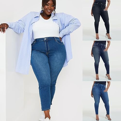 Gumipy Women Tummy Control Jeans Plus Size Stretchy High Waisted Jeans Curvy Slim Fit Butt Lifting Denim Skinny Jeans2