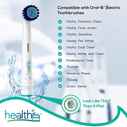 Compatible With Oral-B Electric Toothbrush Sensitive Replacement Head Generic - 8-Pack | Gentle-Action Tooth Brush Heads With Dupont Bristles | Sensitive Gums & Teeth & Gentle Whitening Action | Braun #TOP4