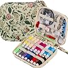 Arts Craft Printing Sewing Kit Floral Pattern Small Sewing Set,Professional Travel Sewing Kit with 18 Colors Sewing Thread, Basic Sewing Supplies Accessory for Emergency, Home Beginners