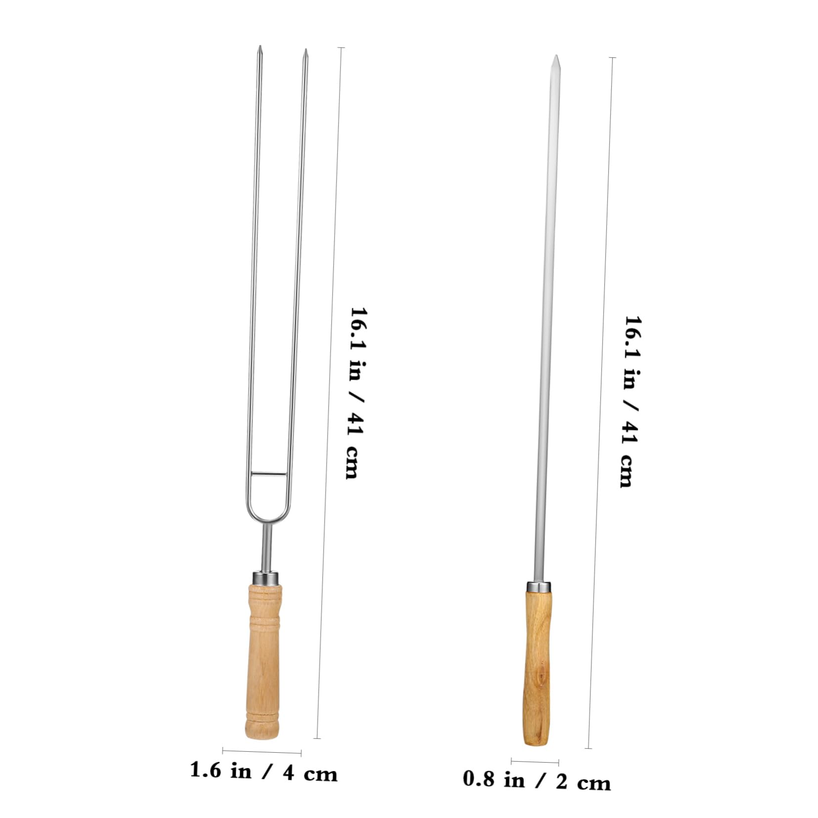 Kisangel 8pezzi Spiedini Per Barbecue in Acciaio Inox Spiedini Per Intaglio e Grigliare Pz Con Manico in Legno Doppia Testa e Testa Singola Adatti Per Barbecue Da Campo e Cottura Da Arrosti