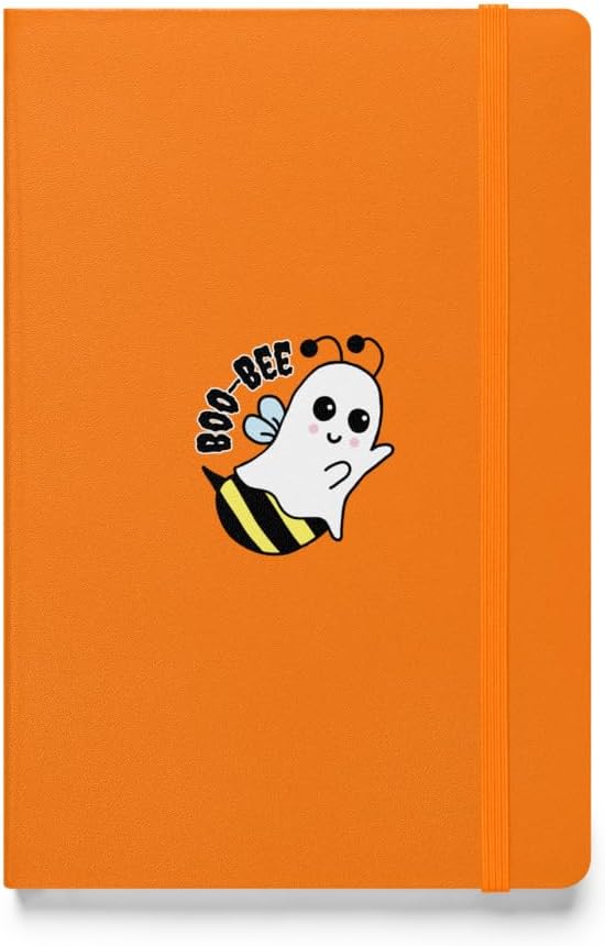Boo Bee Cute Spooky Ghost Bee Orange Hardcover Bound Notebook
