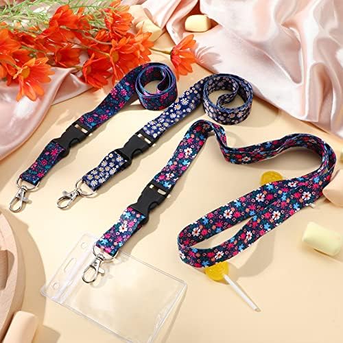 3 Set Lanyard with Card Holder ID Holder Lanyard with Waterproof PVC Card Holder Neck Strap Lanyard for Women Teachers Office School Girls Supplies