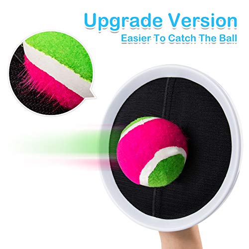 Qrooper Outdoor Games Toss and Catch Game Throw Game Kids Toys with Paddles, Balls and Storage Bag, Suitable for Beach Backyard