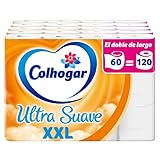 Colhogar Ultra Suave XXL x60 - Equivalente a 120 rollos - 2 Capas - 100% Libre de Perfume - Blanco - Paquete de 60 Rollos Extra Grandes (5X12)