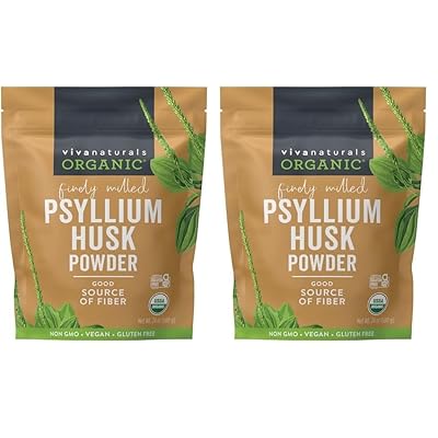 Viva Naturals Organic Psyllium Husk Powder, 24 oz - Finely Ground, Unflavored Plant Based Superfood - Good Source of Fiber for Gluten-Free Baking, Juices & Smoothies - Certified Vegan, Keto and Paleo