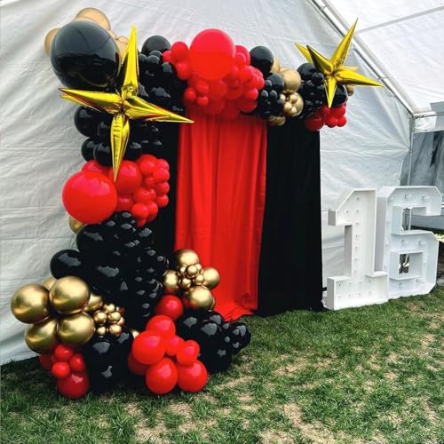 Image of Red Black and Gold Balloons Garland Arch Kit, Black Gold Red Balloons for Casino Theme Party Decorations, New Year, Birthday Party Decoration