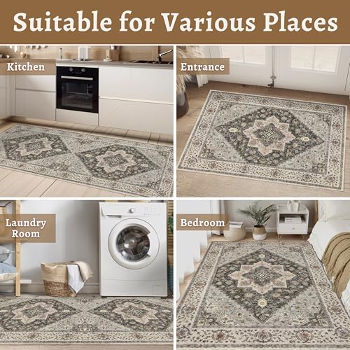 Image of Tangsoo 2.6x10 Hallway Runner Rugs, Washable Non Slip Vintage Rug Runners