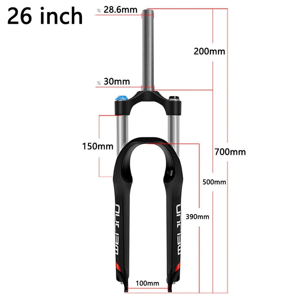 Fourche Avant Suspendue TKTTBD Pour VTT – 26/27.5/29 Pouces, Alliage Alu, Course 100mm, Verrouillage Mécanique, Disque PM A