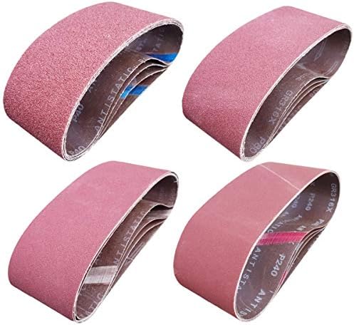 Sackorange 16 PCS 4 inch x 24 inch Abrasive Sanding Belts - 4 Each of 40 80 120 240 Grit Aluminum Oxide Sanding Belts For Belt sander (4 x 24 inch)