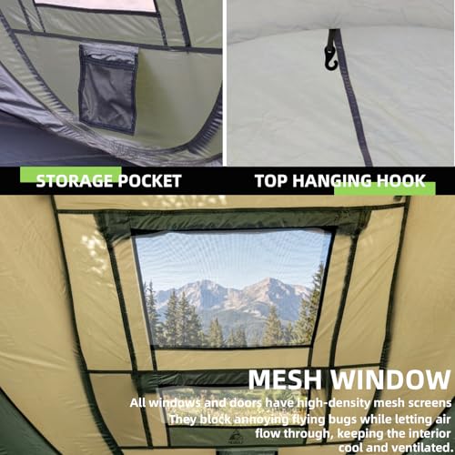 Tienda de Campaña Pop Up Hewolf para 4 Personas, impermeable, instalación automática fácil, ideal para camping, senderismo y viajes miniatura 7