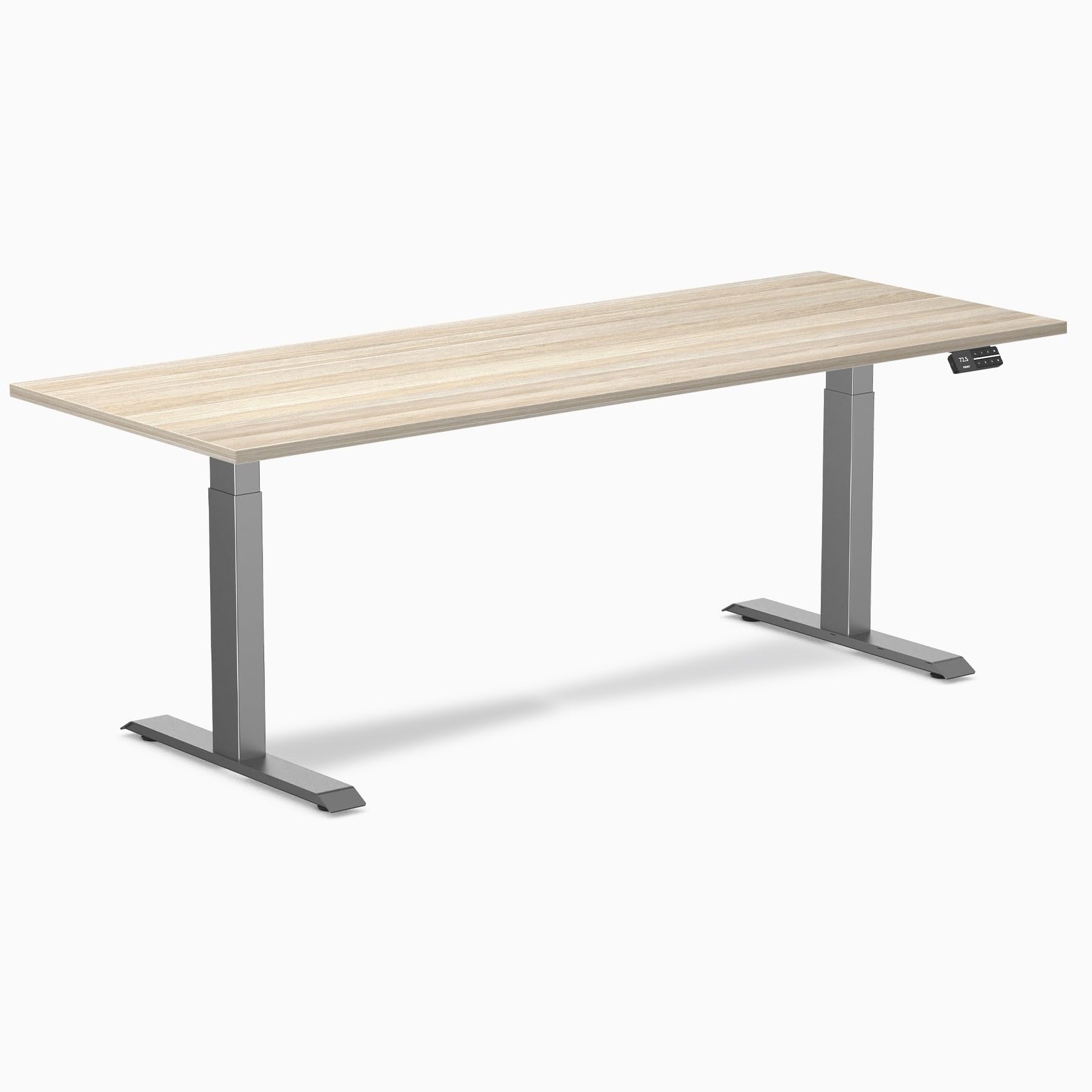 Desky Dual Laminate Sit Stand Desk Classic Oak 78.7" Space Gray
