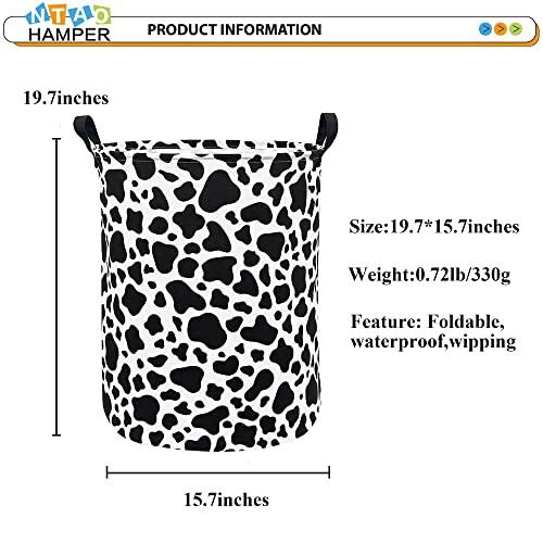 Image of NTAOHAMPER Cow Laundry Basket,Collapsible Nursery Hamper,Waterproof Storage Bin with Handles for Bedroom,Room Decor,Gift Basket(Cow Stria)