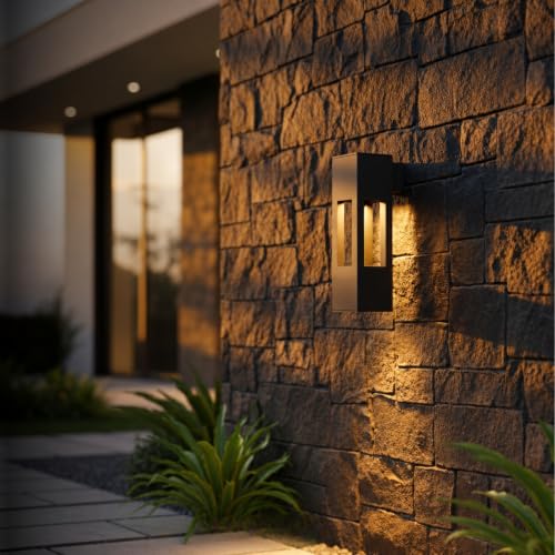 Duvar Apliği, FoneLight Aka Modern Dış Mekan Antrasit Gri Dekoratif Bahçe ve Balkon Lambası – 3000K Gün Işığı LED Ampül, Suya Dayanıklı Mimari Cephe ve Duvar Aydınlatma Armatürü