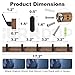 IURRDOP 17 Inch Walnut Wood Wall Mounted Coat Rack with 5 Black Hooks, Adhesive Mounted Entryway Hooks, Modern Natural Wooden Pegs for Hanging Coat Clothes Hat Bag Purse Key and Towel
