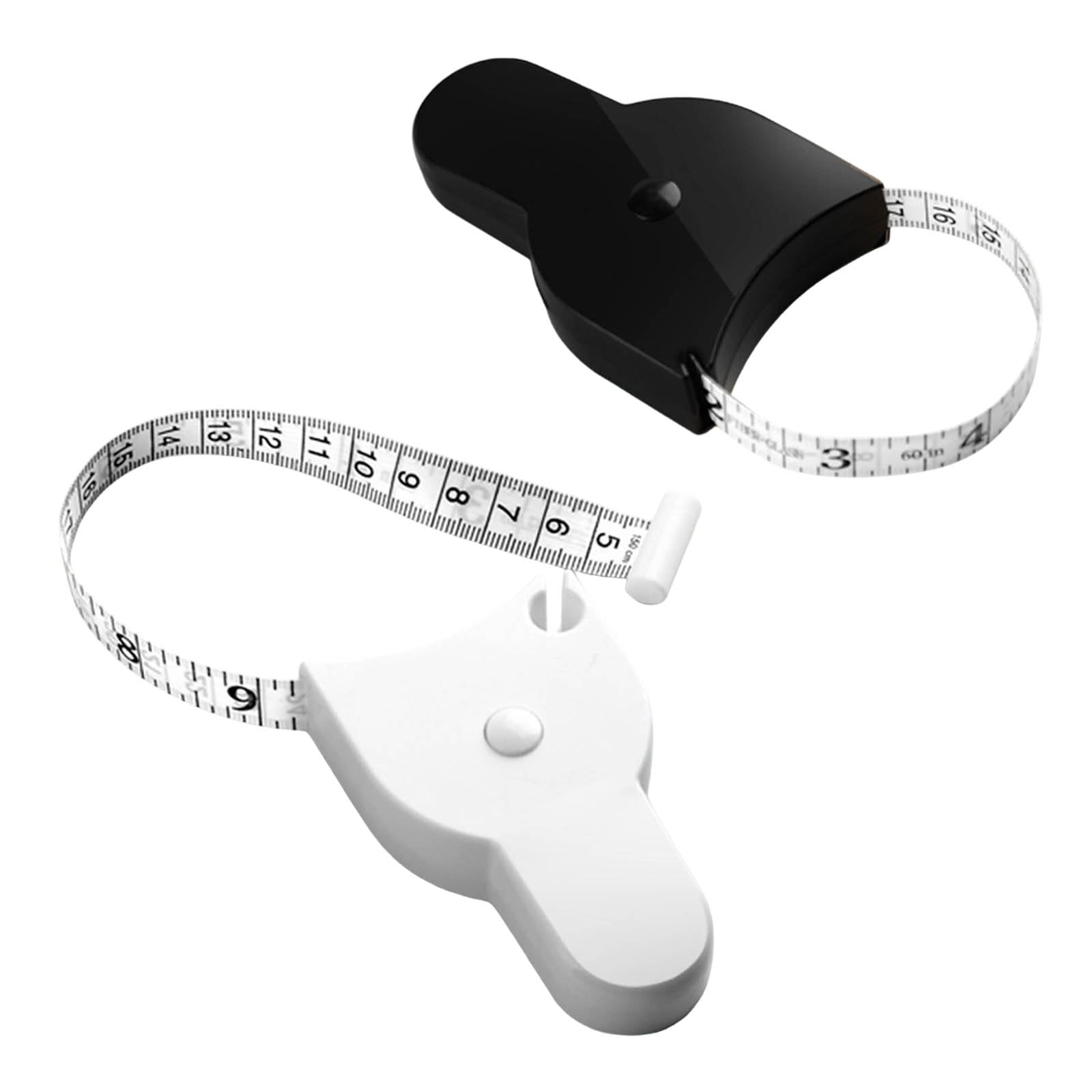 2-Pack 150cm Retractable Body Tape Measure - Compact & Portable for Weight Loss Tracking, Black,White