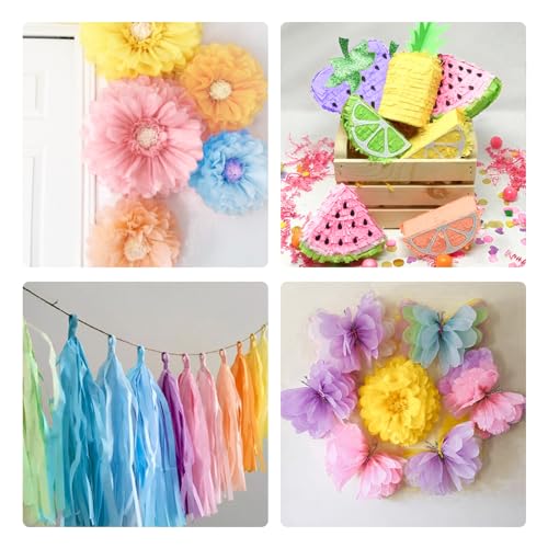 UNIIDECO 6 rolos de papel crepe, serpentinas arco-íris pastel para aniversário, chá de bebê, revelaç