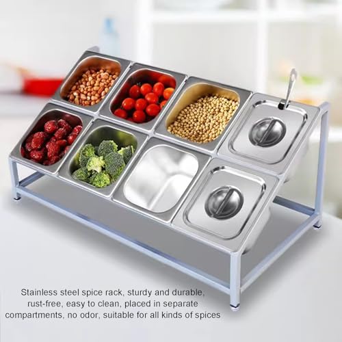 Gewürzregal-Set aus Edelstahl, 4/6/8 Etagen, Küchenkräuterbehälter für Saucen, Salate, Marmeladen, Obst, effiziente Aufbewahrungslösung für Hobbyköche