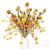 FloralElegance Artificial Fall Flowers 12 Pack Fall Floral Picks 17 Inch Autumn Flower Stems for Vases Centerpieces Flower Arrangements Thanksgiving Day Harvest Festival