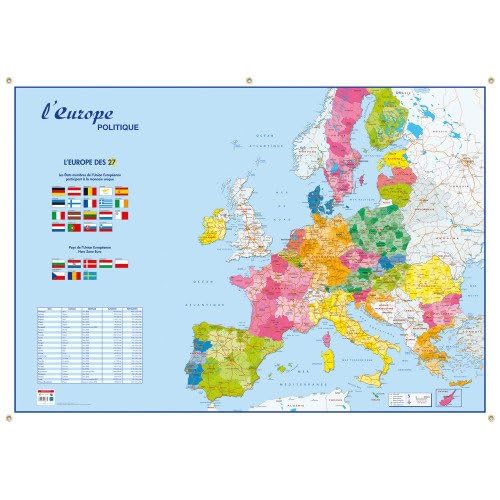 BOUCHUT Carte murale souple pelliculée effaçable "Europe & Monde" 98 x 138 cm