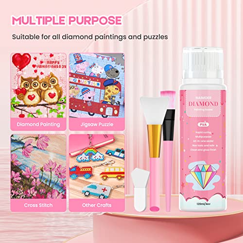 Naimoer Diamond Painting Sealer 240Ml With Applicators, Diy Diamond Art Sealer With Sponge Head, 5D Diamond Painting Accessories Permanent Hold Shine Effect Glue For Diamond Painting & Puzzle Glue #TOP4