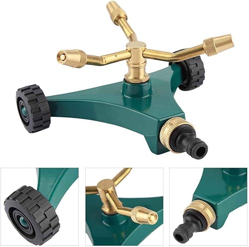 Miniatura 4 de Aspersor de césped de tres brazos, aspersor giratorio G, auto con ruedas móviles, riego de césped y techo