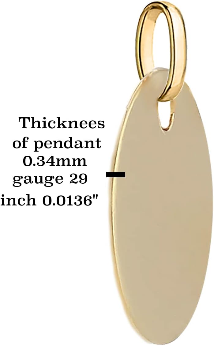 10 Karat Solid Gold Disc Pendant Initial Personalised Monogram Name Engraved Jewelry Gift for Women Round Tag Medallion Charm for Necklace