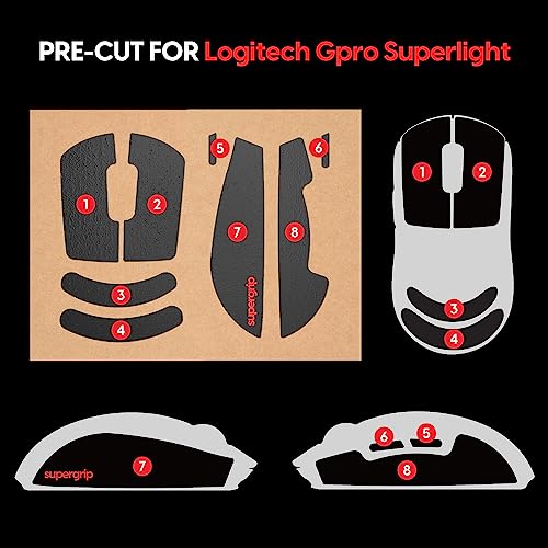 Image of Supergrip Non-Slip Strips for Logitech G Pro X Superlight and Superlight 2 Gaming Mouse