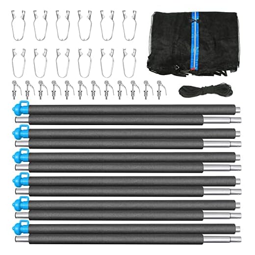 14FT Trampoline Enclosure Net with Universal Trampoline Replacement Enclosure Poles and Hardware