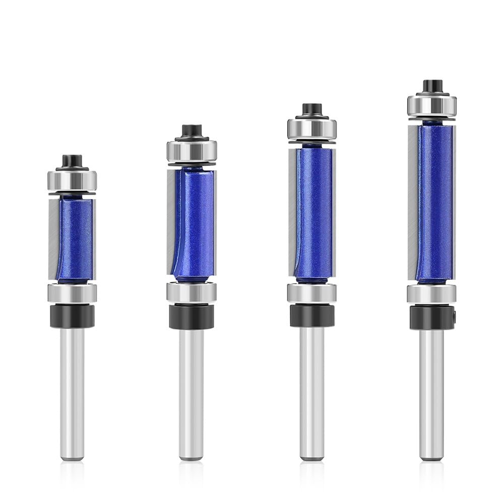 Set 4 Frese Router 1/4" con Rulli Superiore Inferiore Troncatura Legno