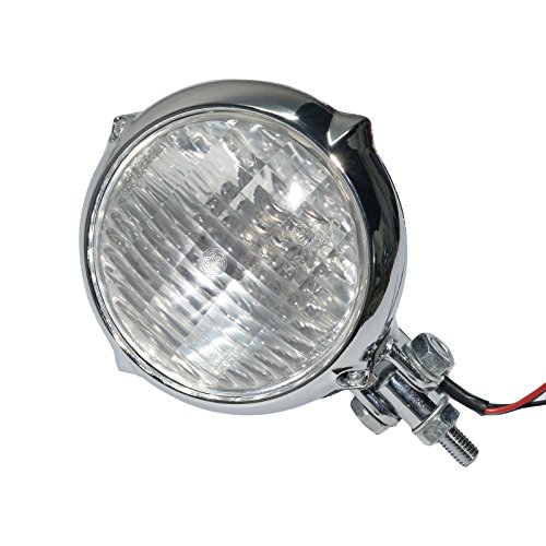 4" 12V 35W H4 Aluminum Vintage Headlight Motorcycle Fits For Harley Chopper Bobber Custom Bikes (Chrome) #TOP1