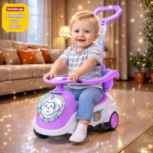 Image of Little Pup Musical Ride On Push Scooter for Kids with Lights & Sound, Parent Handle & Steering | Ride-On Toy for Babies (9 Months to 3 Years) | Indoor Outdoor Use