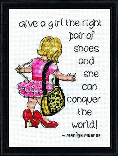 Image of Design Works Crafts Right Pair of Shoes, 5 x 7 Counted Cross Stitch Kit, 5 inch by 7 inch, Multi-Colour, (2955)