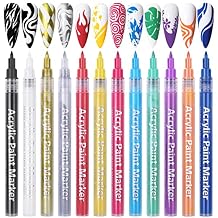 12 Colors Nail Art Pens Set, Spring Summer Easter Colors Acrylic Paint Pens Fine Tip for 3D Nail Art, Dotting & Liner Drawing, Flower Design, Quick Dry Nail Markers for Easter DIY Manicure Tools