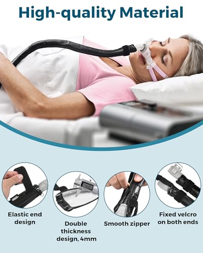 Image of 6.5ft CPAP Hose Cover for Heated Tubing, Double-Sided Thickened Cpap Tube Cover Compatible with Resmed Airsense Climatelineair 10&11 Tubes (Black-PU)