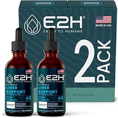 E2H: Liver Support Supplement (2 Pack - 4 Fl Oz) and Chlorophyll Liquid Drops (Single Bottle - 2 Fl Oz) | Vegan, Non-GMO - (6 Fl Oz Total) - Bundle