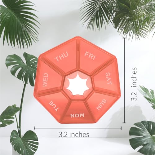 Image of Pill Organizer, Small Pill Box, Orange Pill Case, Weekly Pill Organizer,Medicine Pill Organizer 1 Time a Day, Pill Container, Pill Holder, Daily Pill Organizer Travel Pill Organizer 7 Day