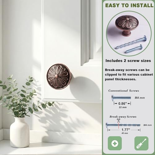 Image of DWYL & LWYD 10 Pack Antique Copper Kitchen Cabinet Knobs -1.4 inch Dia Solid Zinc Alloy Single Hold Knob - Round Vintage Copper Knobs for Cabinets and Drawers,Cabinet Handles Vintage Drawer Pulls