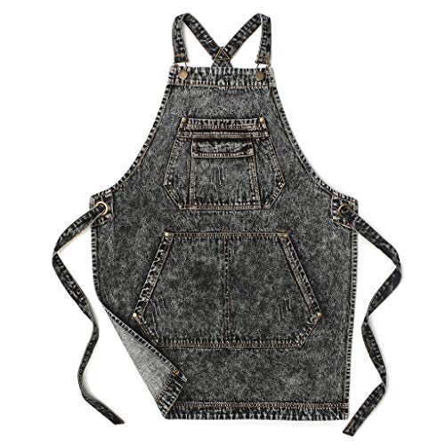 Jeanerlor - Denim Apron with Pockets for Hair Stylist Gardening Craftsmen Barista Women...