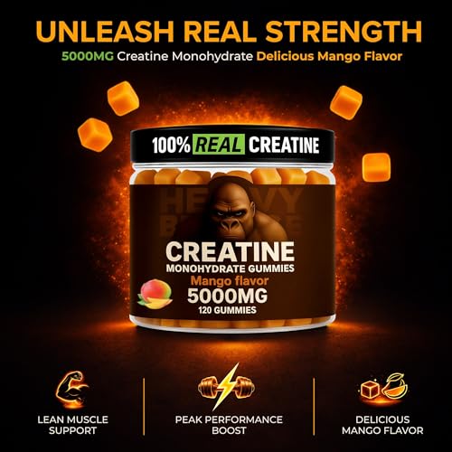 Image of Creatine Monohydrate Gummies 5g Sugar Free Creatine with Vitamin B12 and L-Taurine | Muscle Growth for Men and Women | Low Calorie Formula 120 Gummies for 30 Servings, Mango